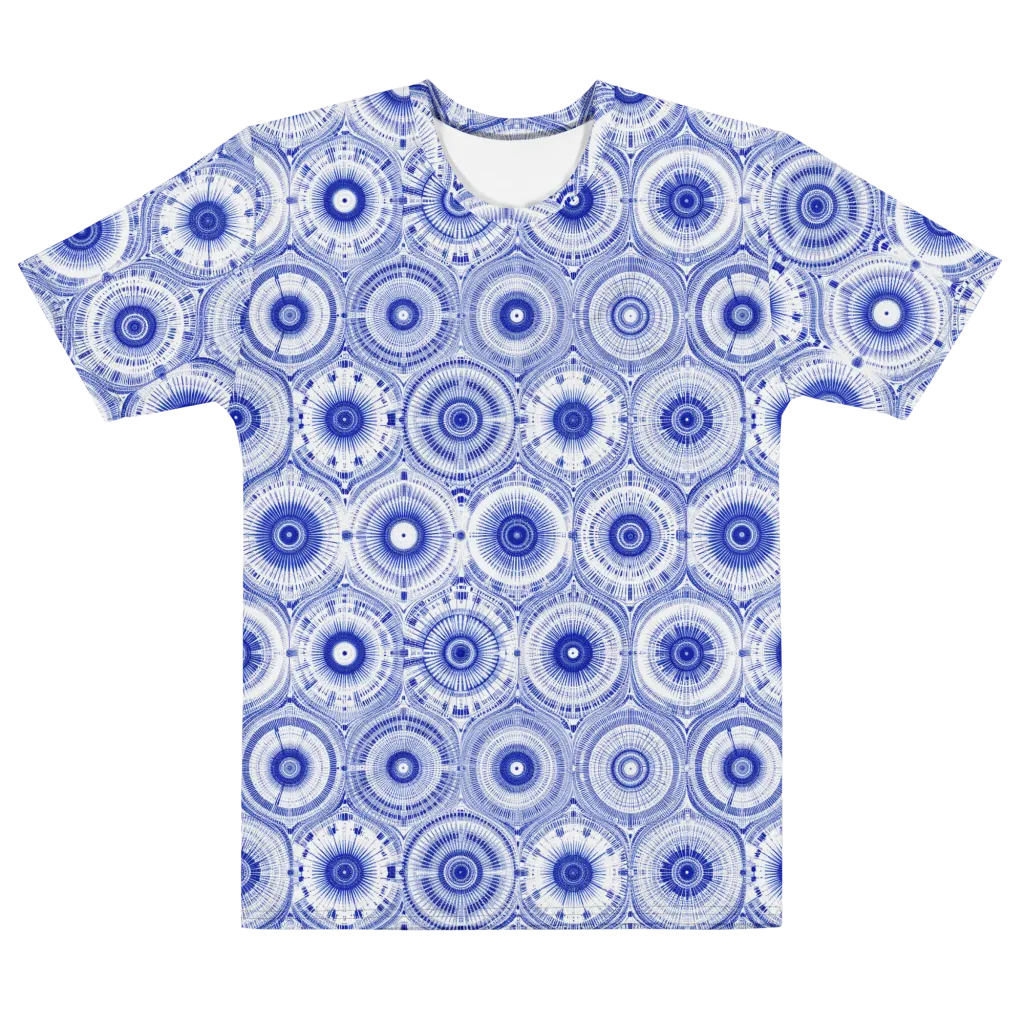 Indigo Circuit on Men's Cotton Crew Neck T-Shirt — Front