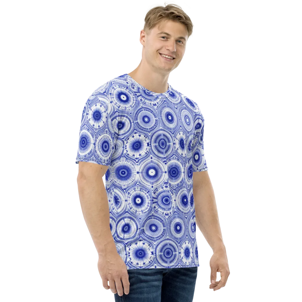 Indigo Circuit on Men's Crew Neck T-Shirt — Right
