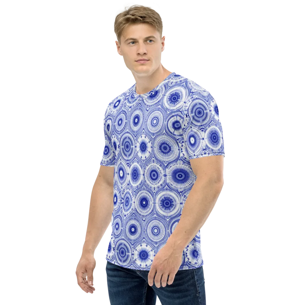 Indigo Circuit on Men's Crew Neck T-Shirt — Left