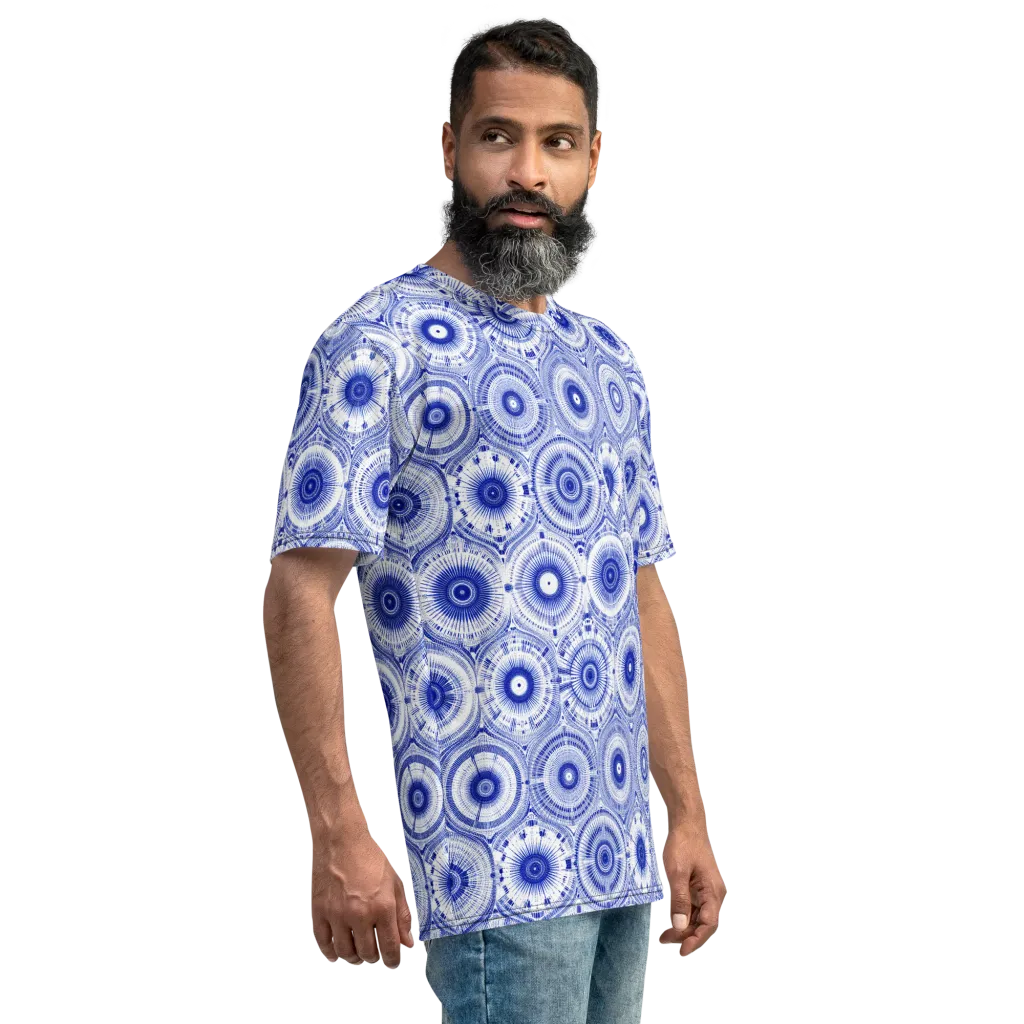 Indigo Circuit on Men's Crew Neck T-Shirt — Right
