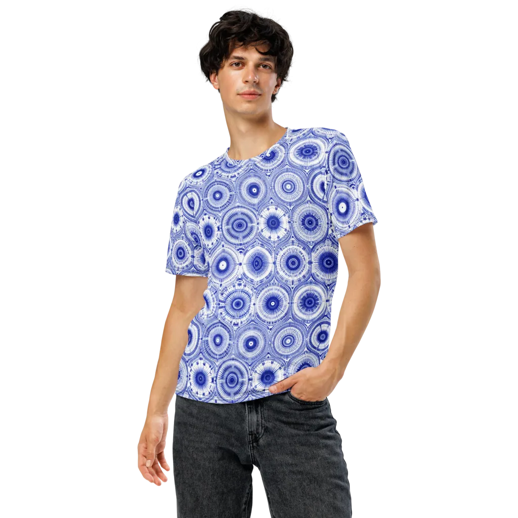 Indigo Circuit on Men's Crew Neck T-Shirt — Front