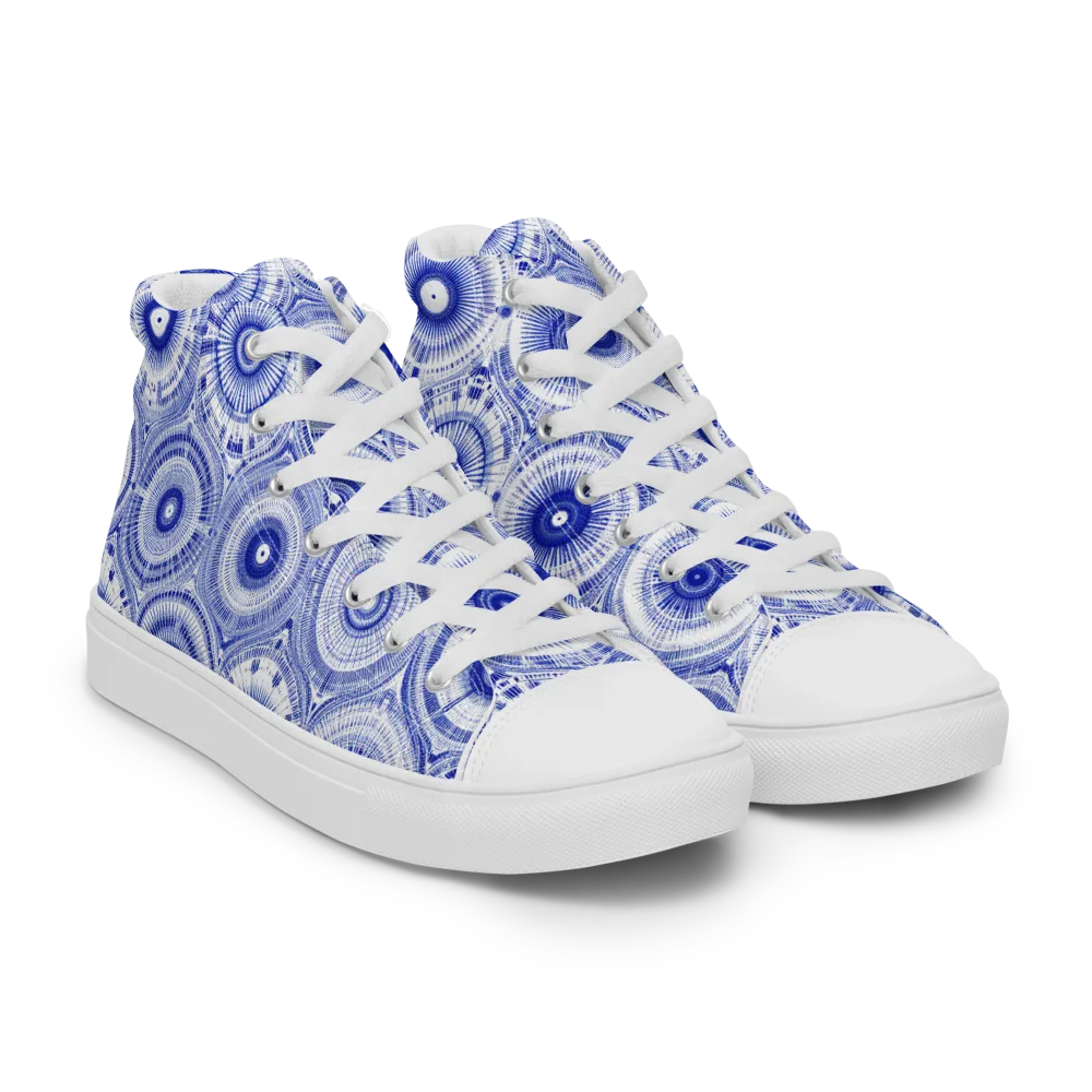 Indigo Circuit on Men's High Top Canvas Shoes — Right Front