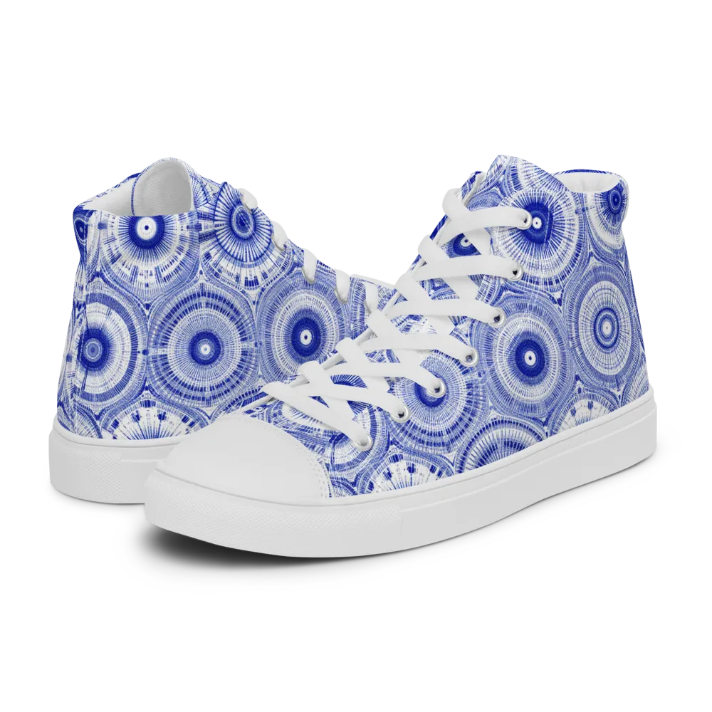 Indigo Circuit on Men's High Top Canvas Shoes — Left
