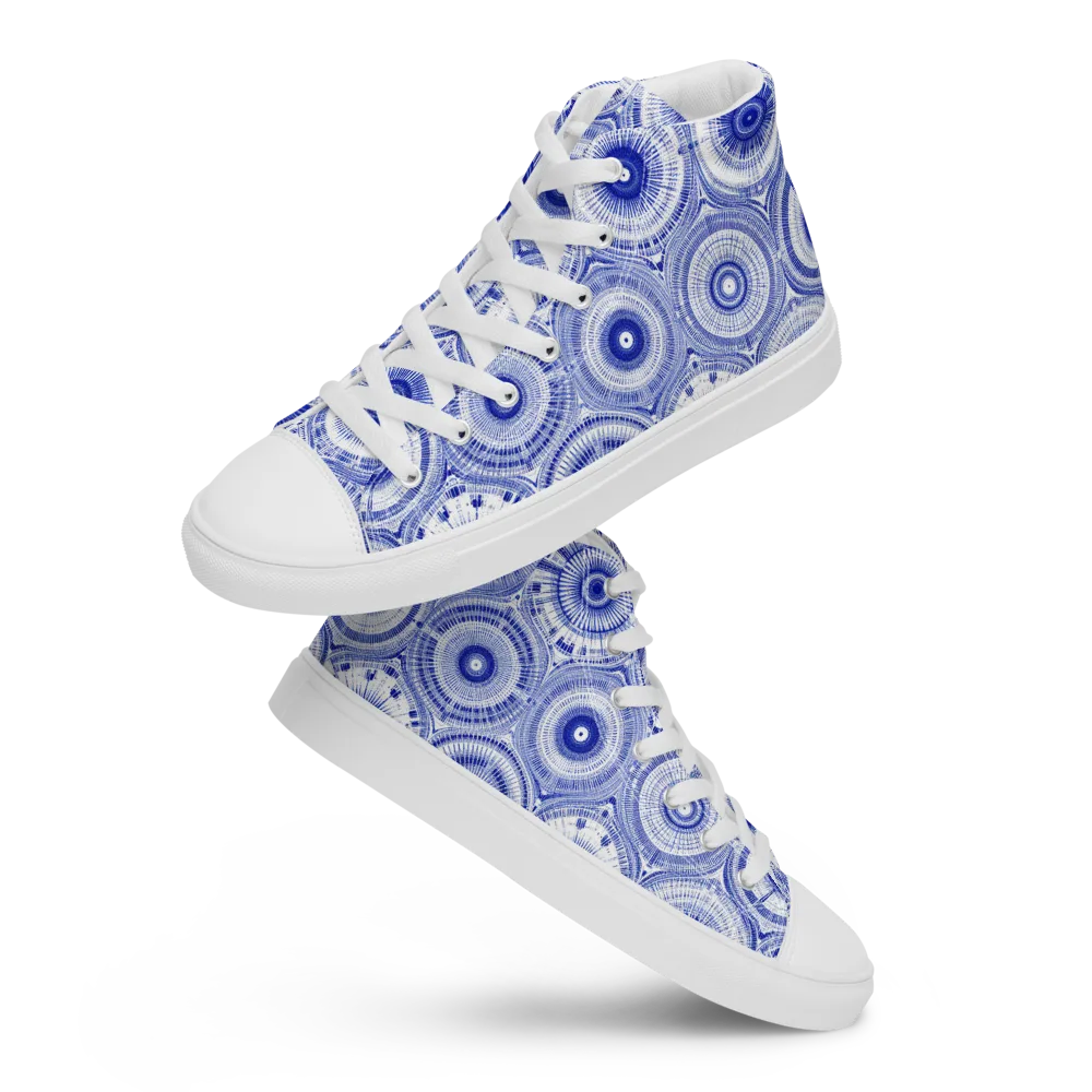 Indigo Circuit on Men's High Top Canvas Shoes — Front