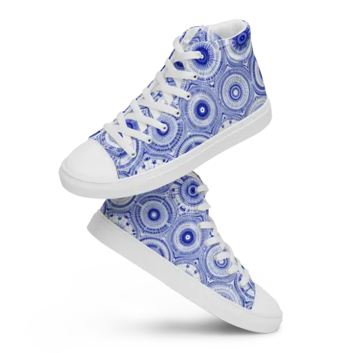 Indigo Circuit on a Men's High Top Canvas Shoes