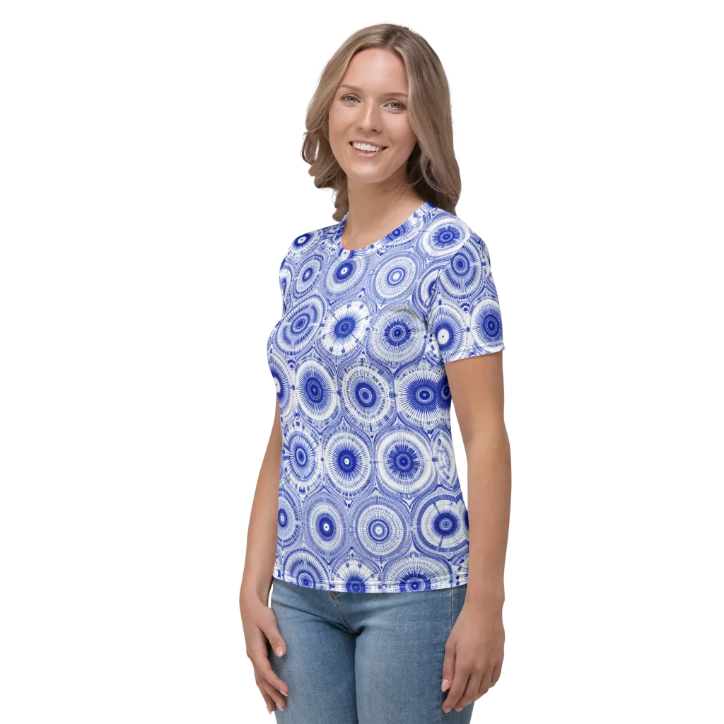 Indigo Circuit on Women's Crew Neck T-Shirt — Left
