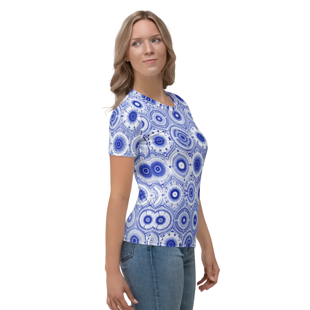 Indigo Circuit on Women's Crew Neck T-Shirt — Right