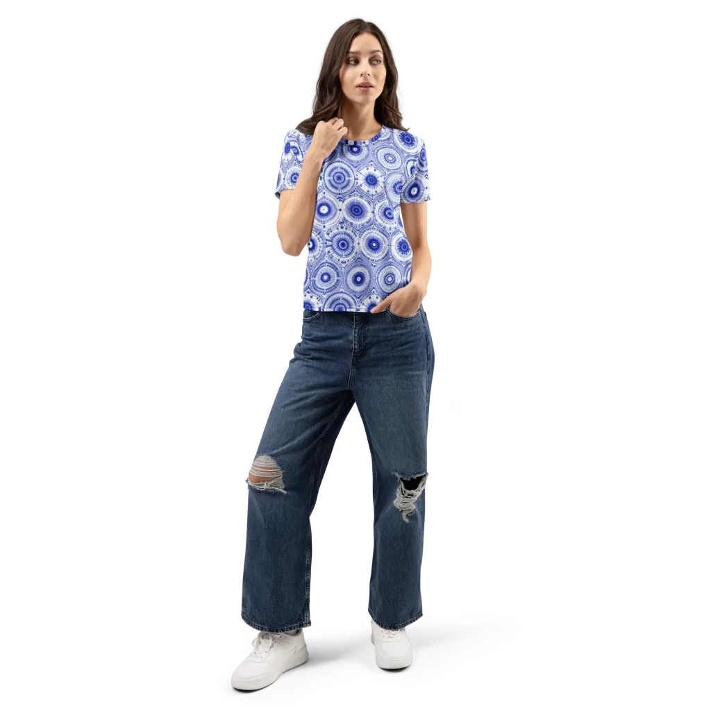 Indigo Circuit on Women's Crew Neck T-Shirt — Front