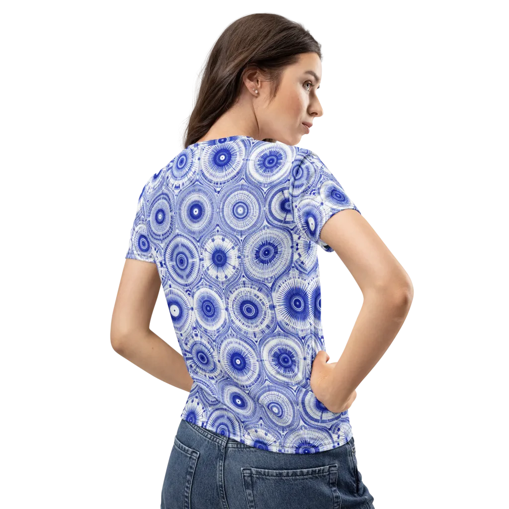 Indigo Circuit on Women's Crew Neck T-Shirt — Back