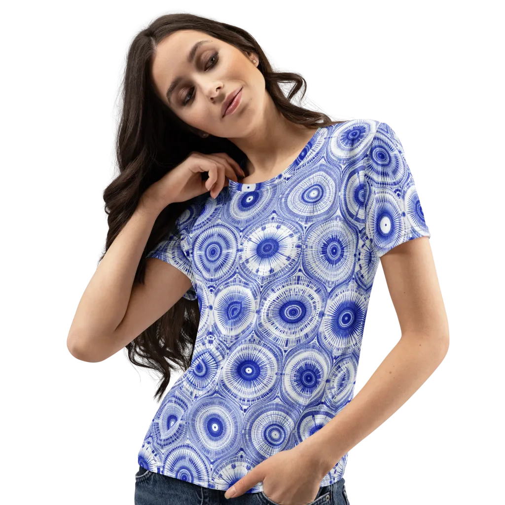 Indigo Circuit on Women's Crew Neck T-Shirt — Left Front