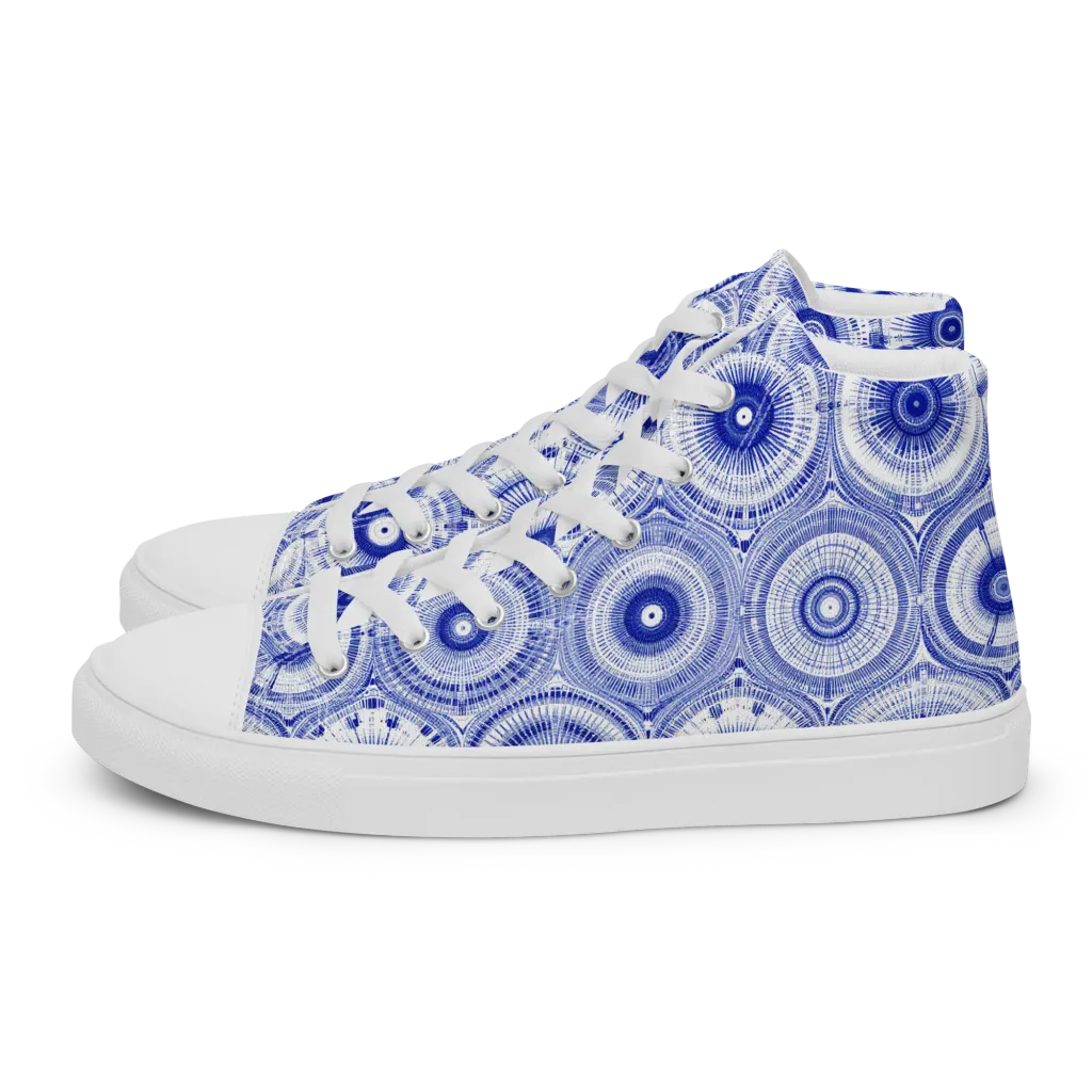 Indigo Circuit on Women's High Top Canvas Shoes — Left