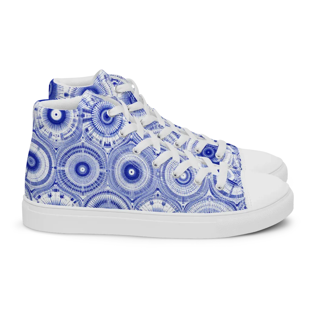 Indigo Circuit on Women's High Top Canvas Shoes — Right