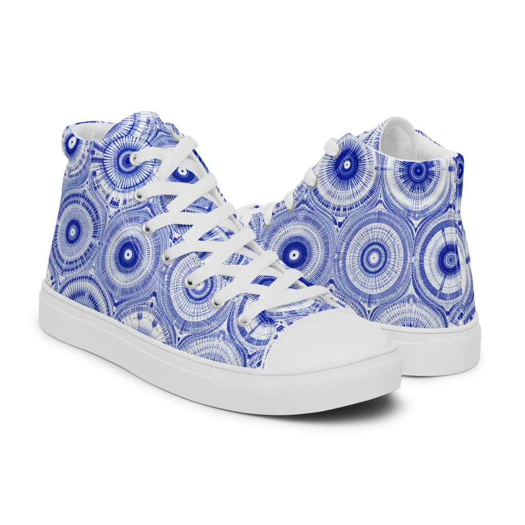 Indigo Circuit on Women's High Top Canvas Shoes — Right