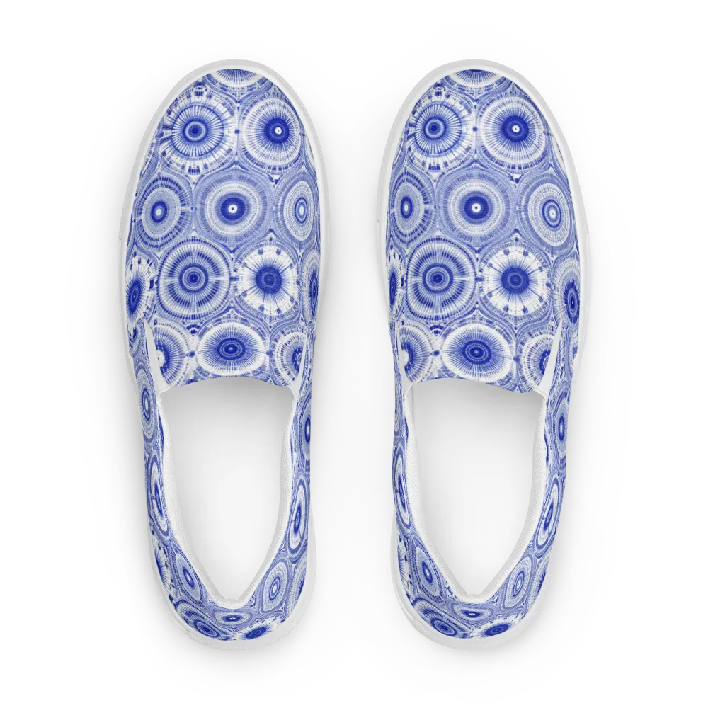 Indigo Circuit on Men's Slip-On Canvas Shoes — Front