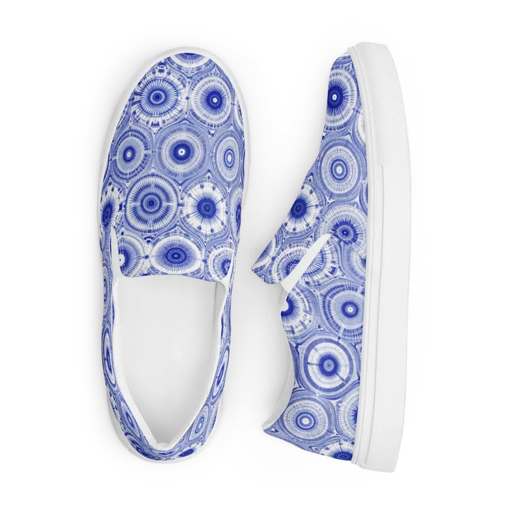 Indigo Circuit on Men's Slip-On Canvas Shoes — Front