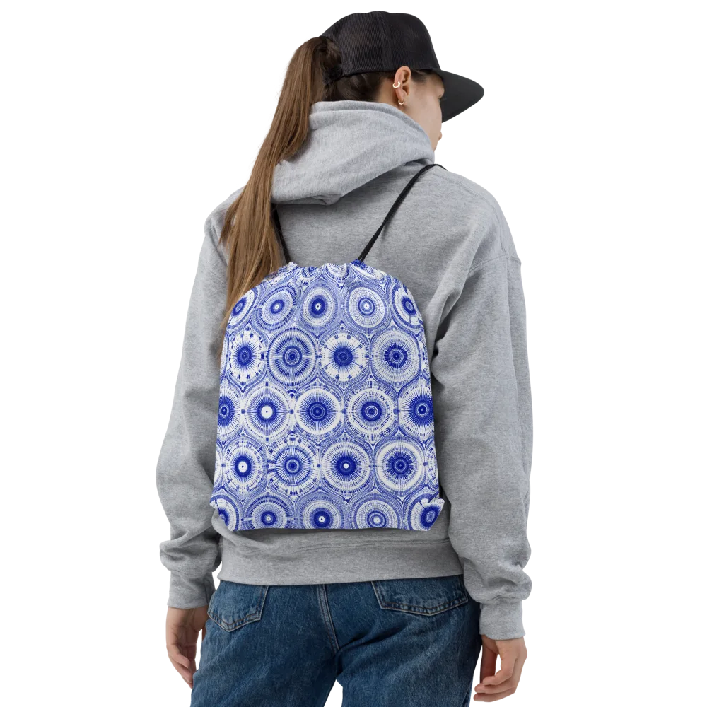 Indigo Circuit on Drawstring Bag — Front