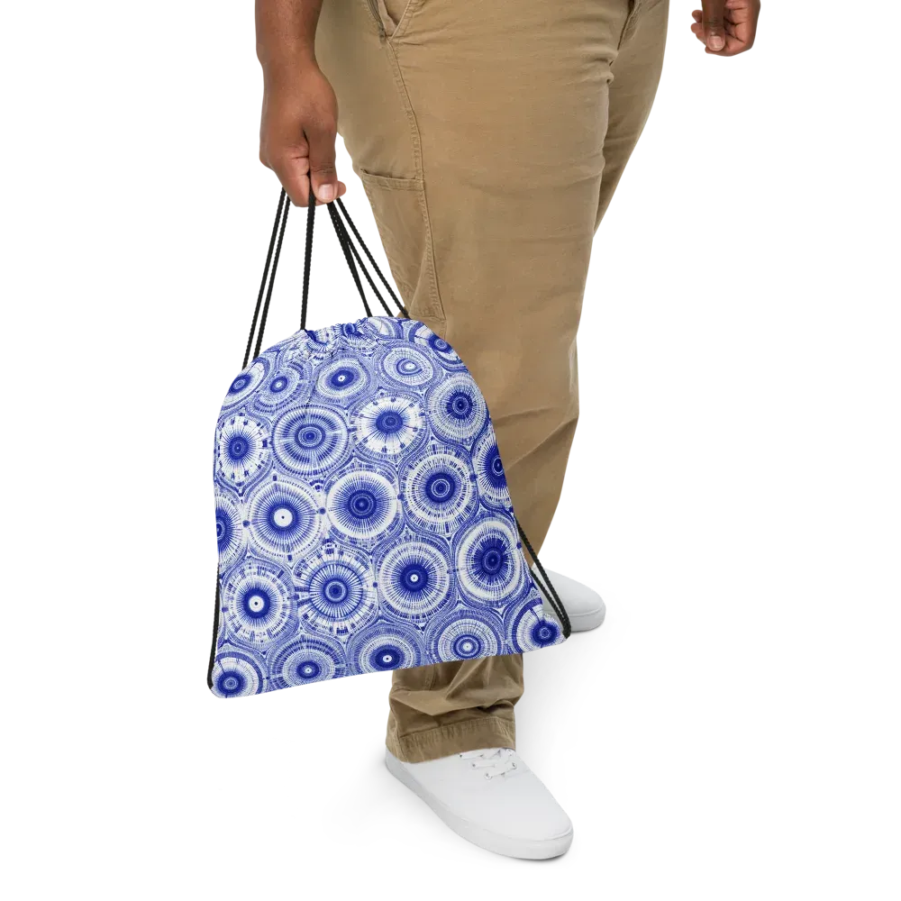Indigo Circuit on Drawstring Bag — Front