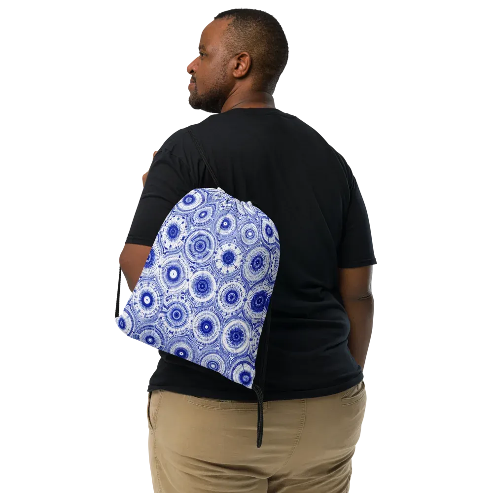 Indigo Circuit on Drawstring Bag — Front