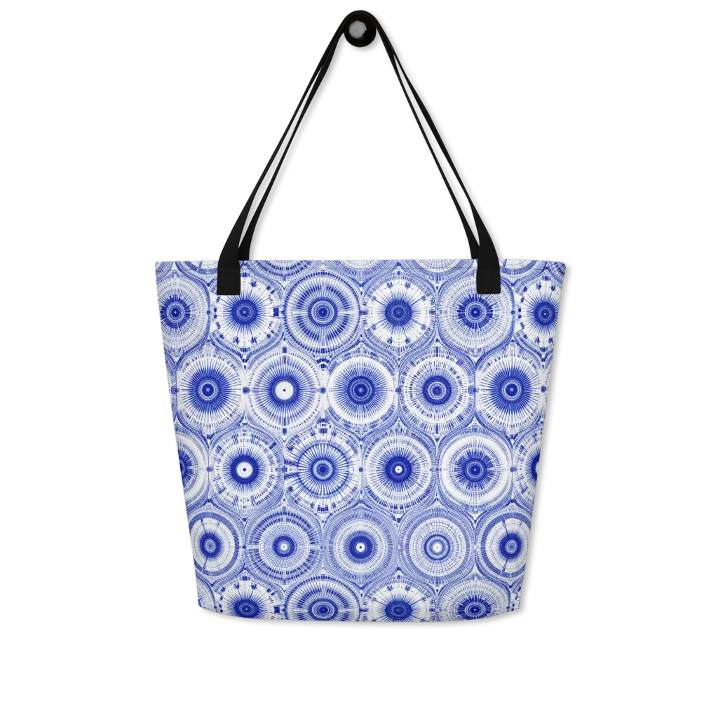 Indigo Circuit on Large Tote Bag W/ Pocket — Front