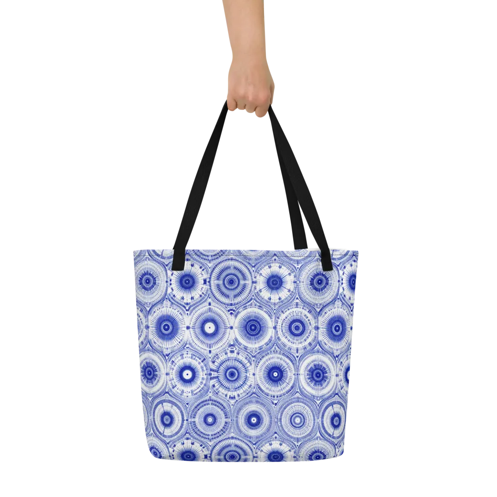 Indigo Circuit on Large Tote Bag W/ Pocket — Front