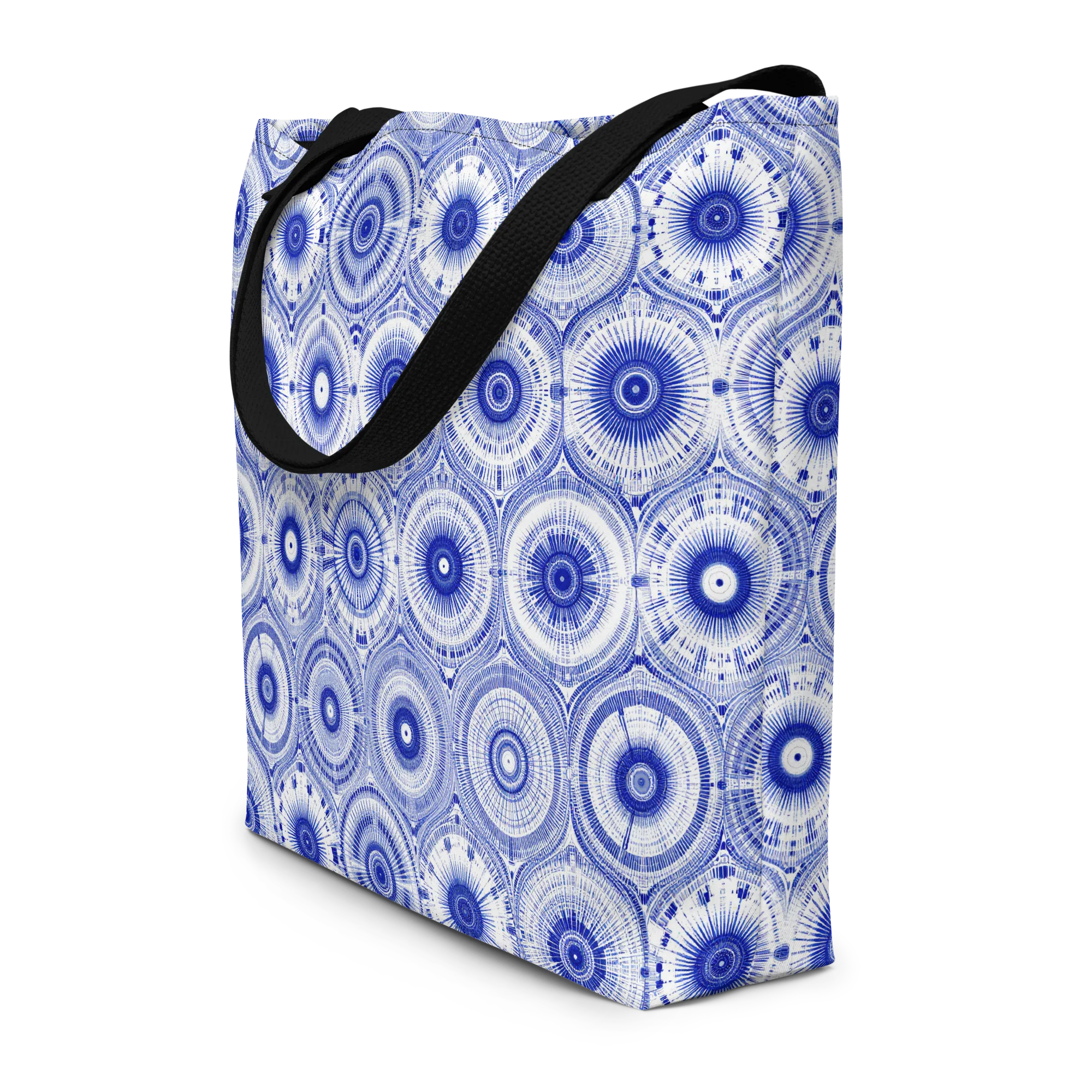 Indigo Circuit on Large Tote Bag W/ Pocket — Front