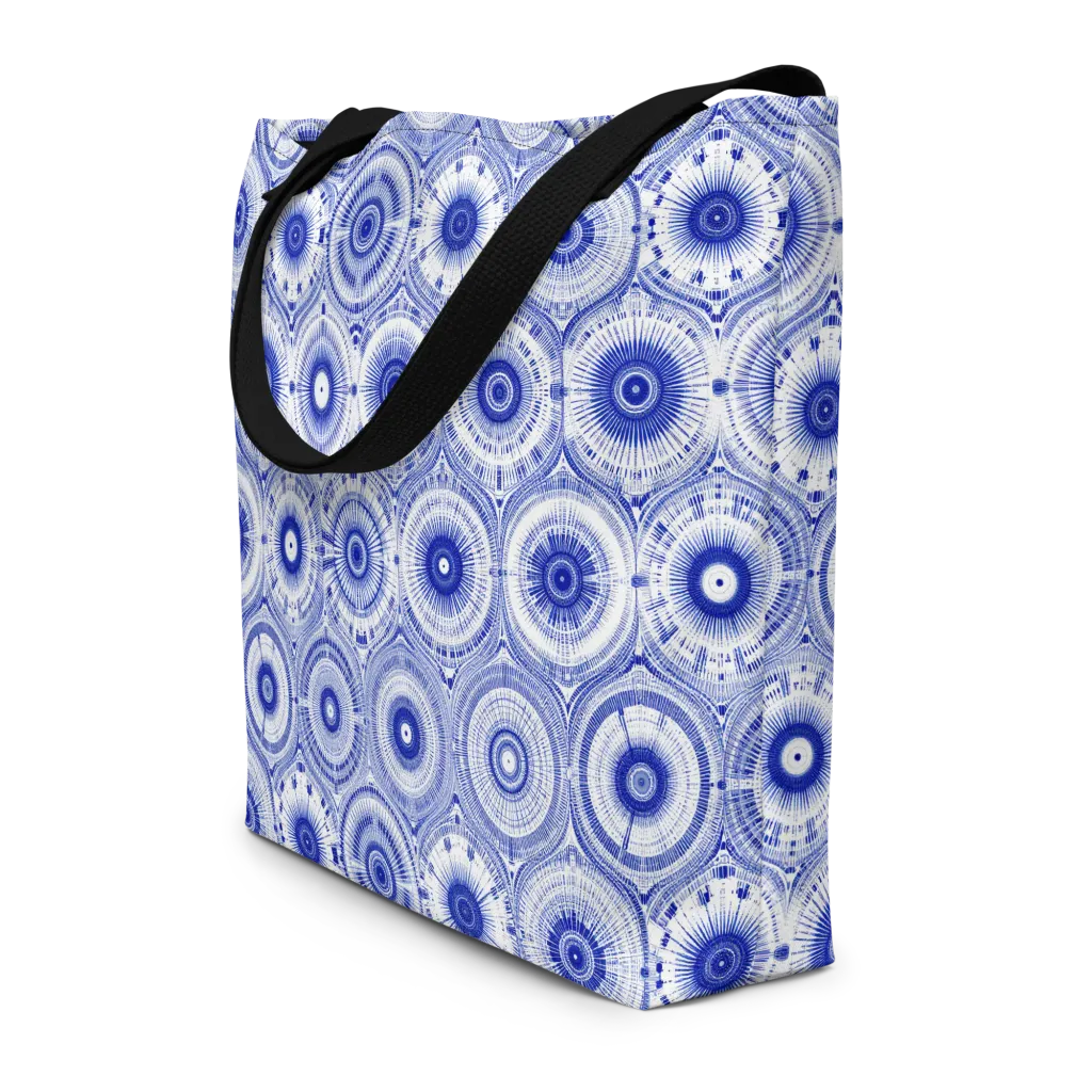 Indigo Circuit on Large Tote Bag W/ Pocket — Front