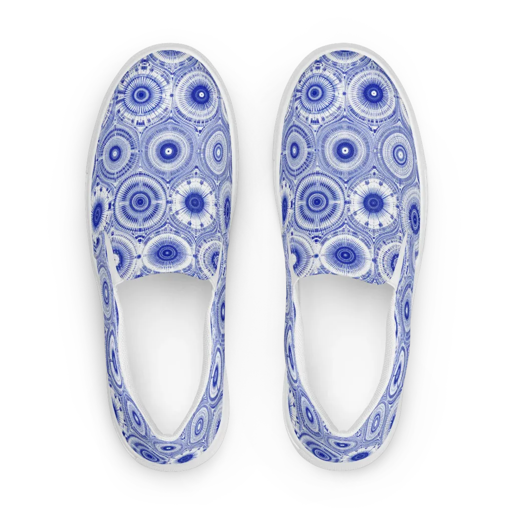Indigo Circuit on Women's Slip-On Canvas Shoes — Front
