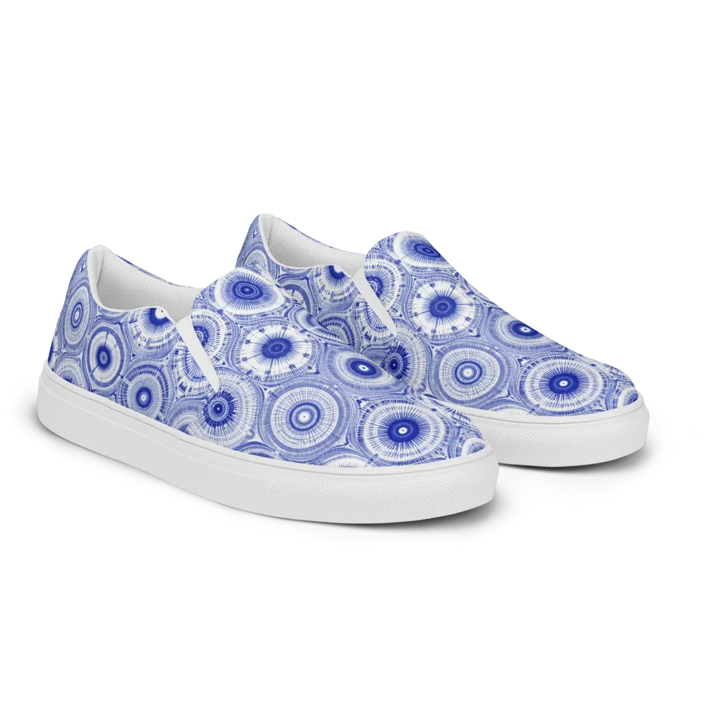 Indigo Circuit on Women's Slip-On Canvas Shoes — Right Front