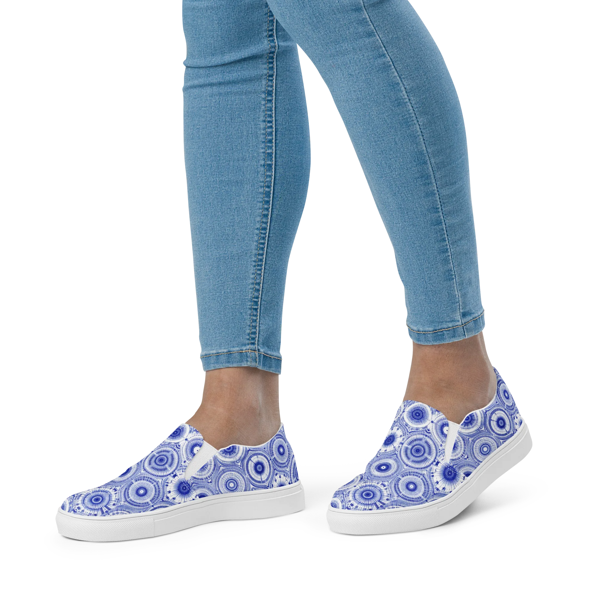 Indigo Circuit on Women's Slip-On Canvas Shoes — Front