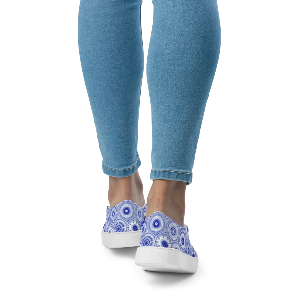 Indigo Circuit on Women's Slip-On Canvas Shoes — Back