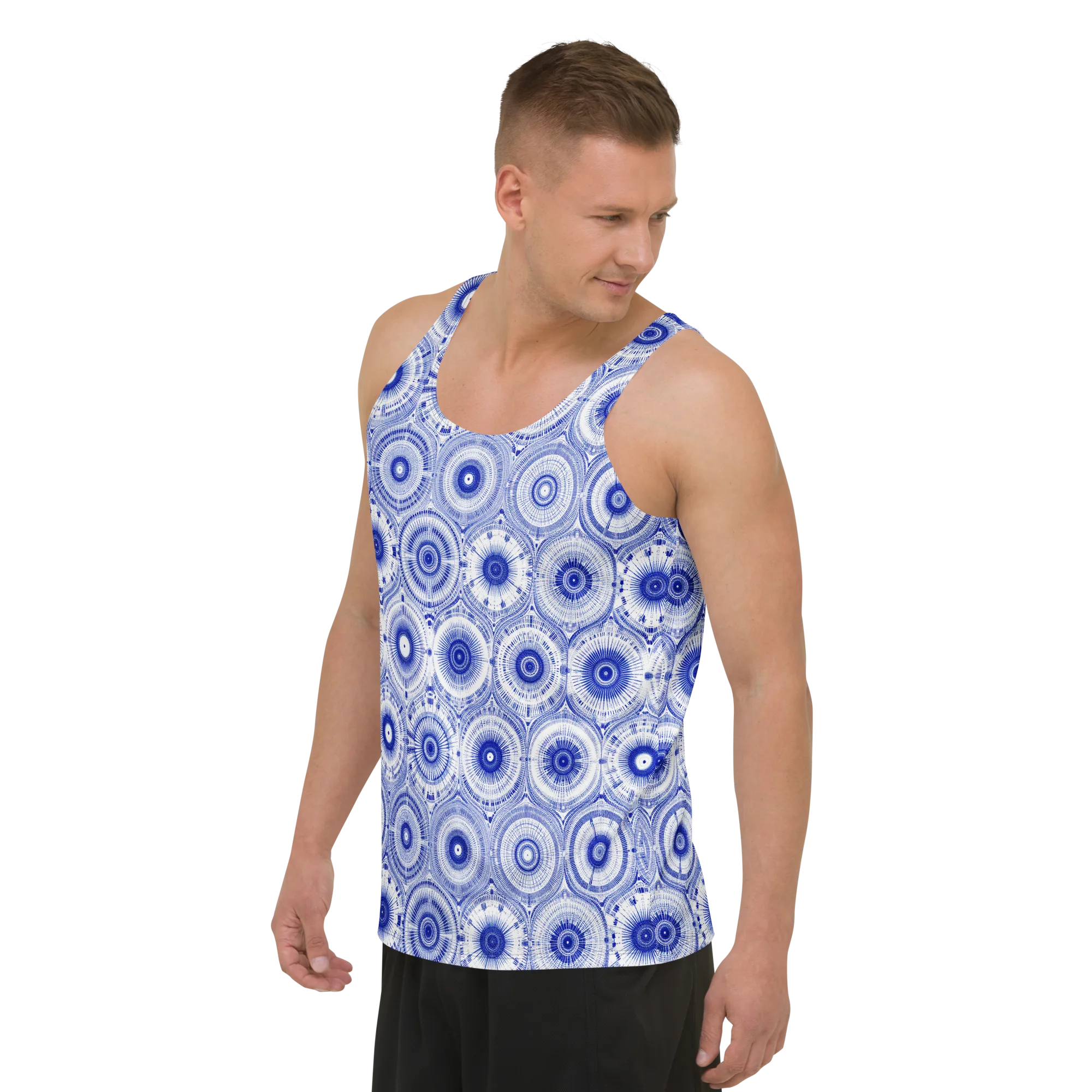 Indigo Circuit on Men's Tank Top — Left Front