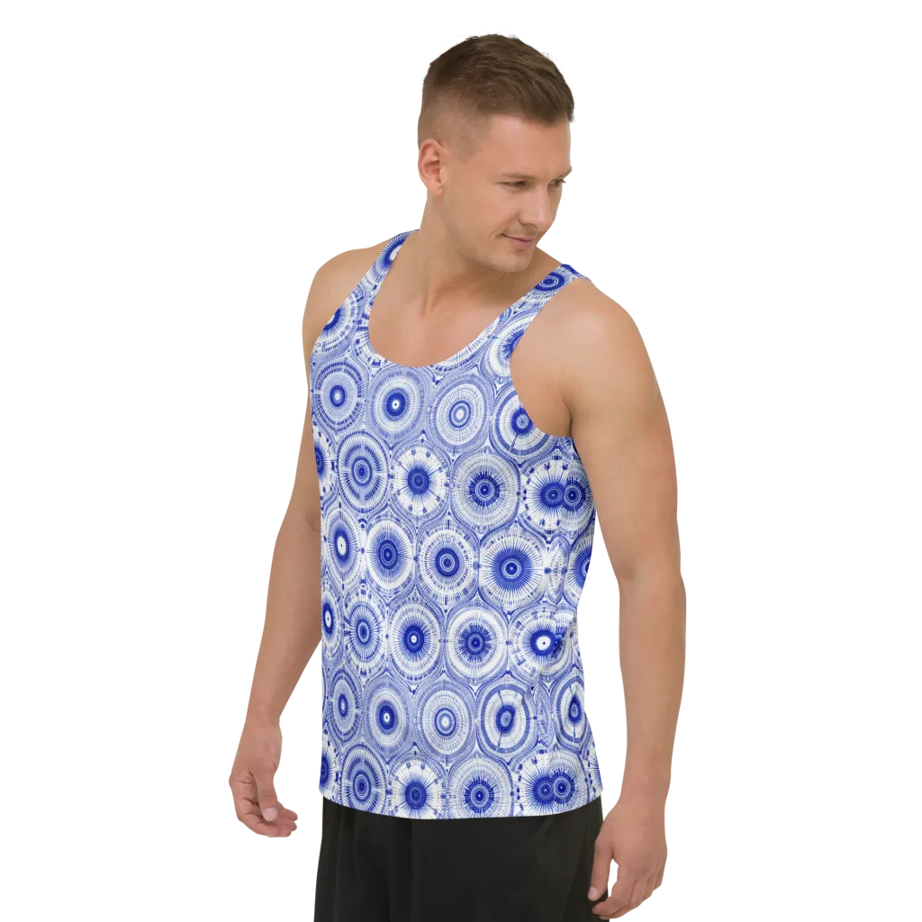 Indigo Circuit on Men's Tank Top — Left Front