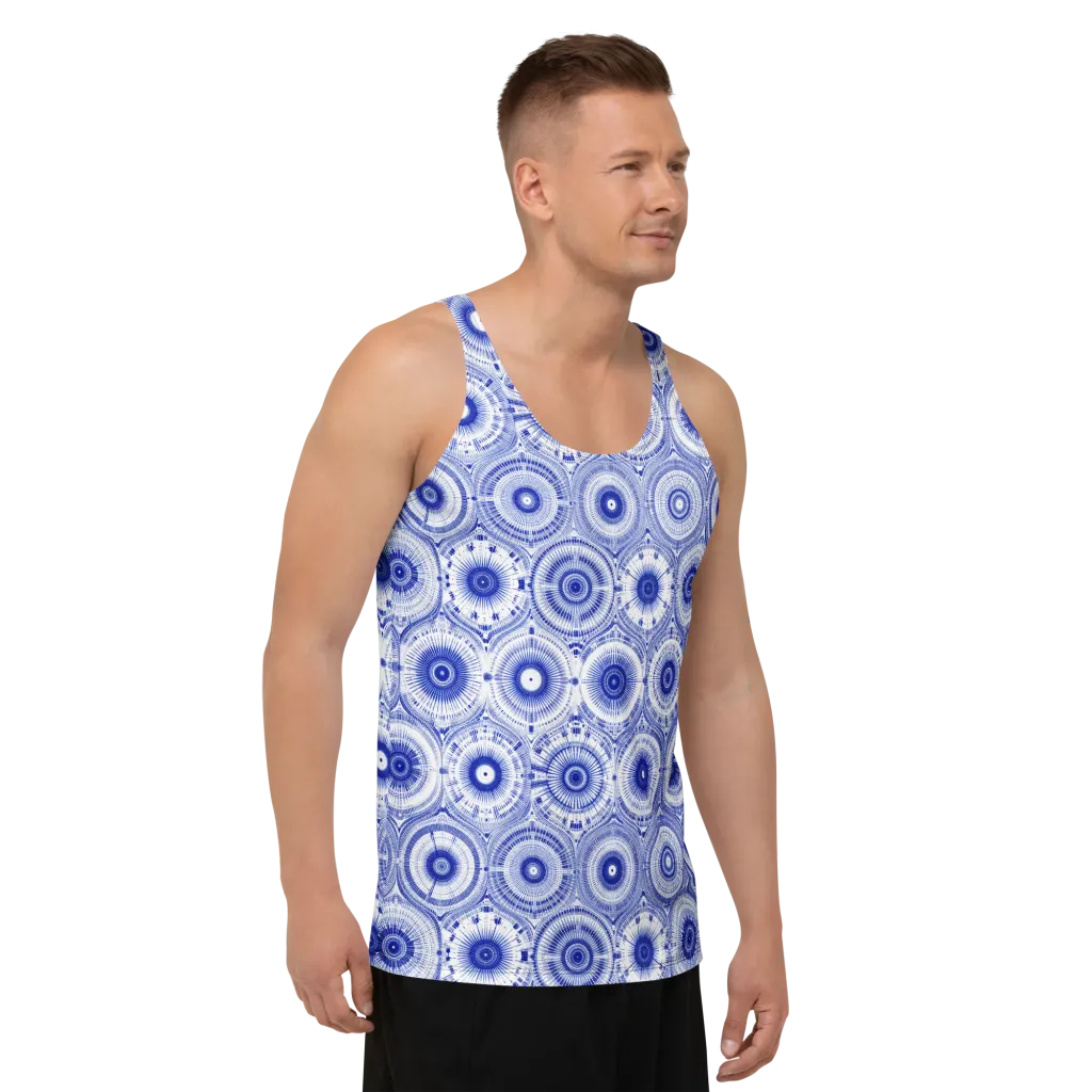 Indigo Circuit on Men's Tank Top — Right Front