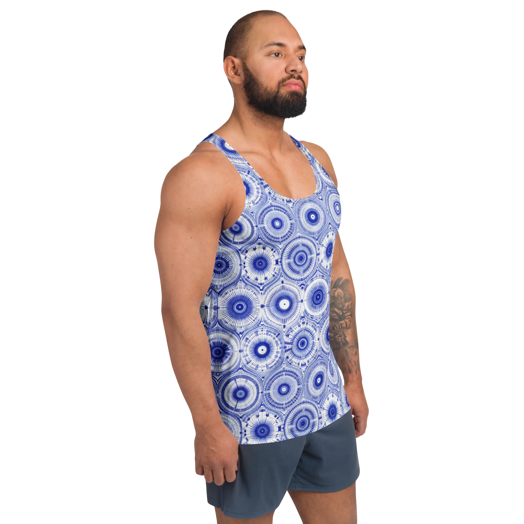 Indigo Circuit on Men's Tank Top — Right Front