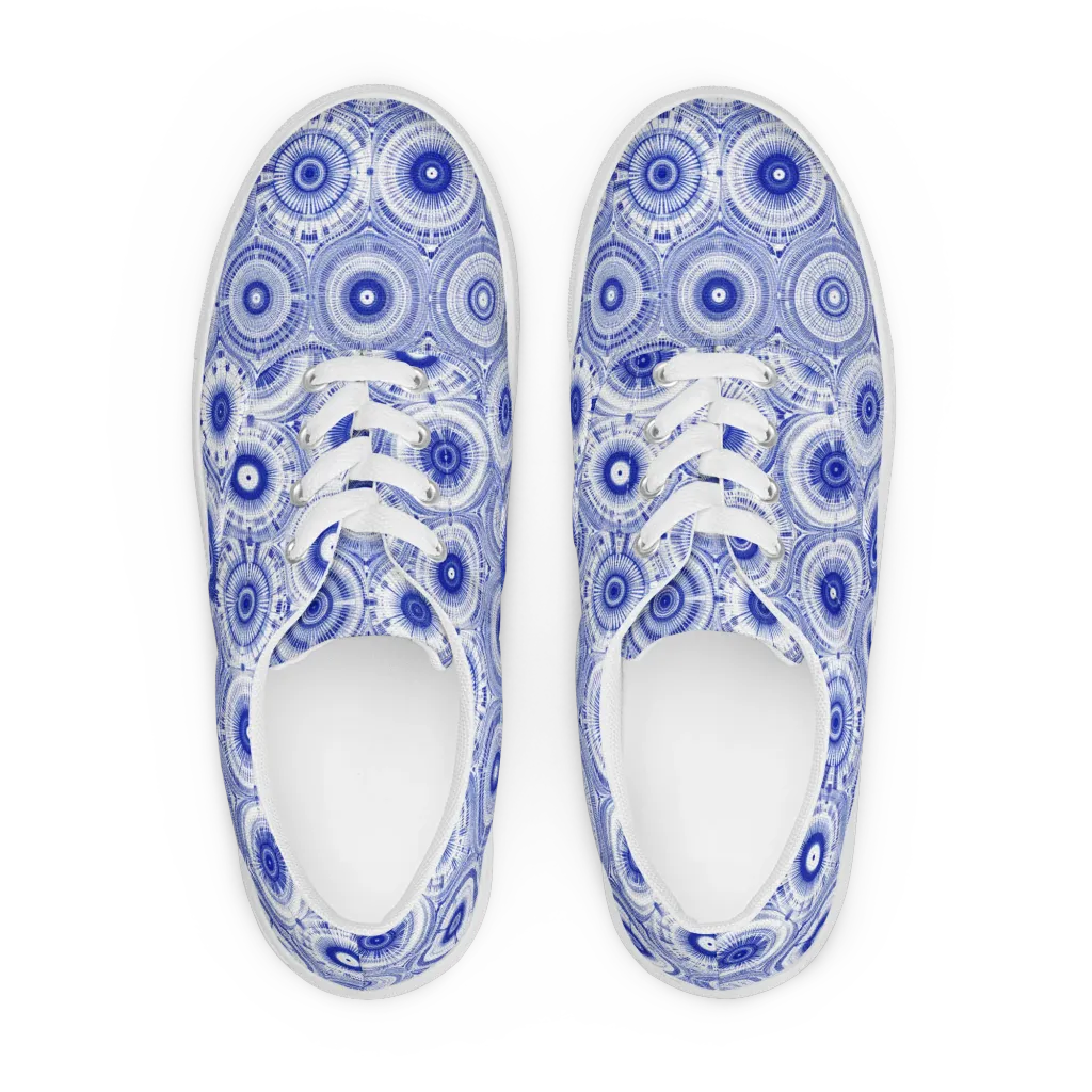 Indigo Circuit on Men's Lace-Up Canvas Shoes — Front