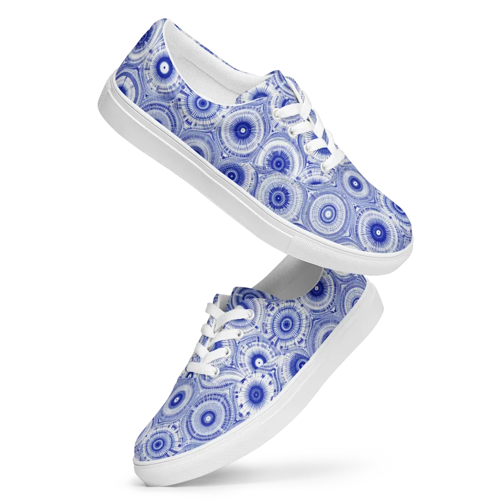 Indigo Circuit on Men's Lace-Up Canvas Shoes — Front