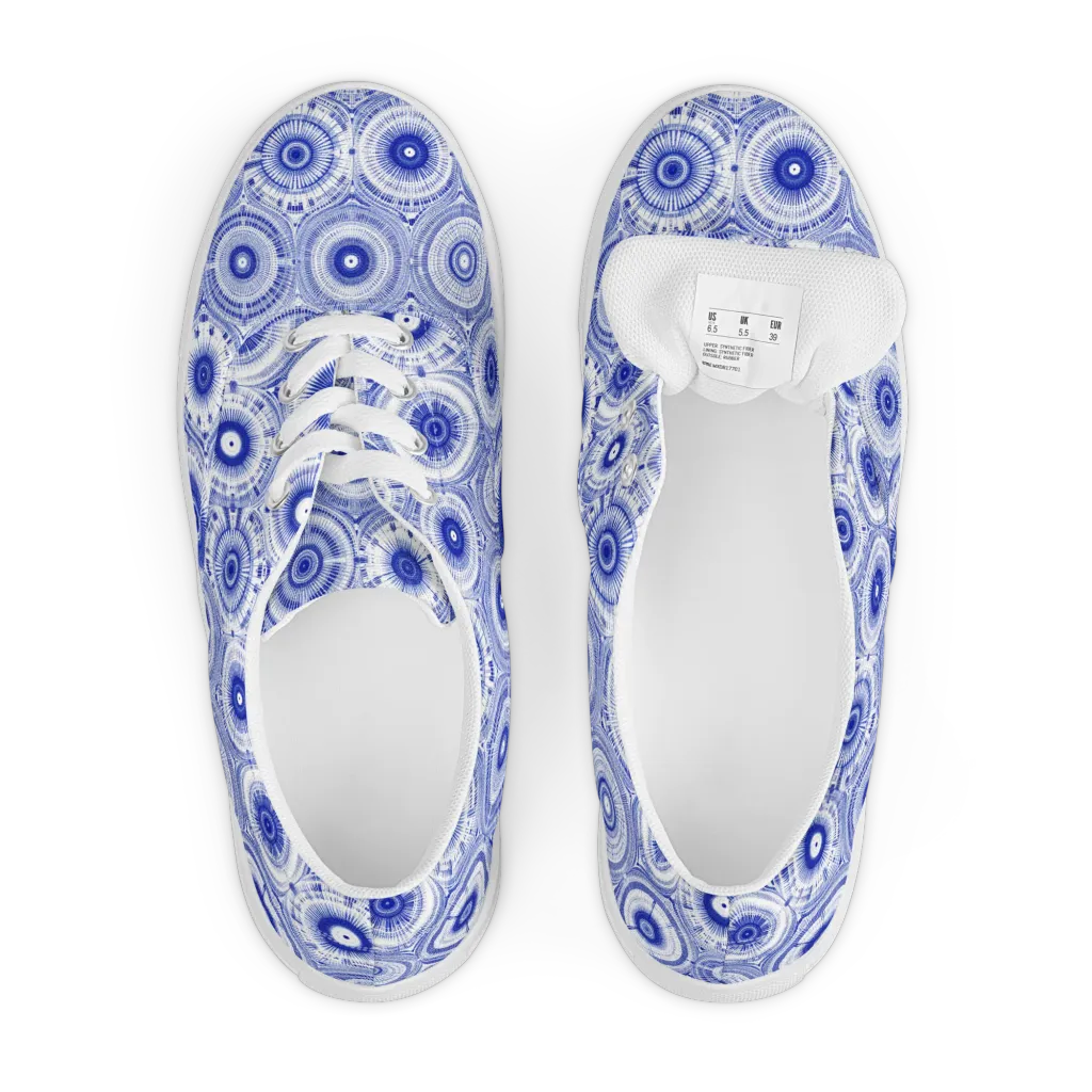 Indigo Circuit on Men's Lace-Up Canvas Shoes — Front