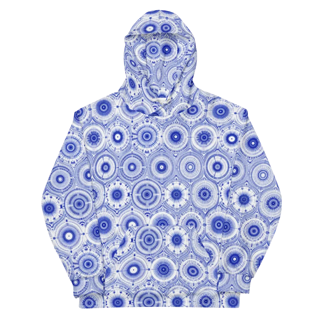 Indigo Circuit on Cotton Hoodie — Front