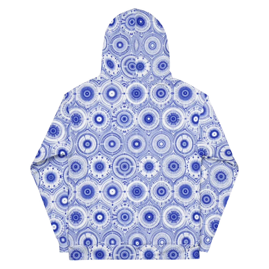 Indigo Circuit on Cotton Hoodie — Back
