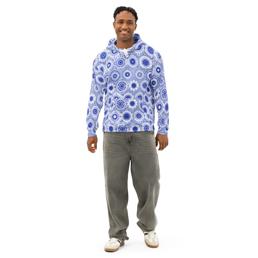 Indigo Circuit on Cotton Hoodie — Front