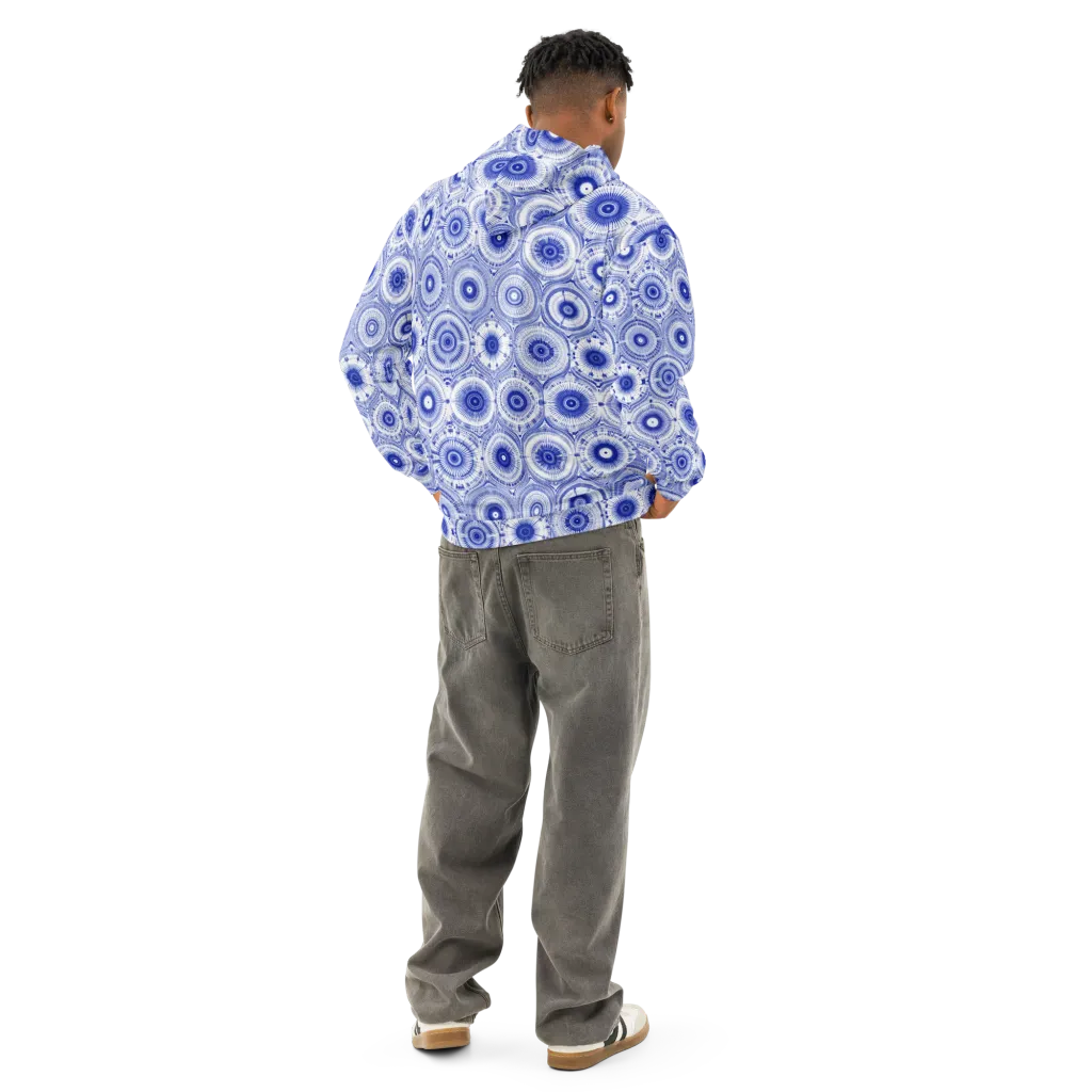 Indigo Circuit on Cotton Hoodie — Back