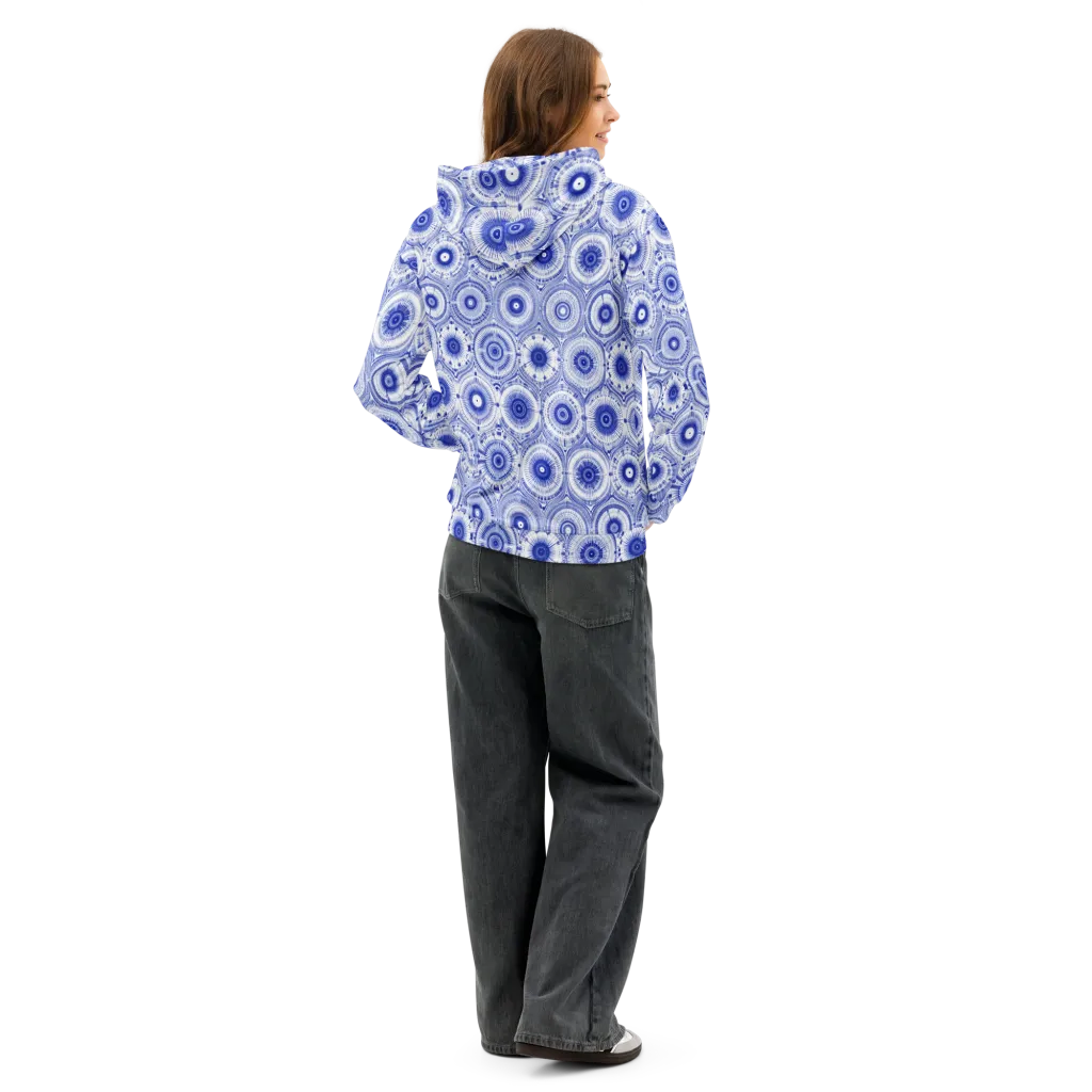 Indigo Circuit on Cotton Hoodie — Back