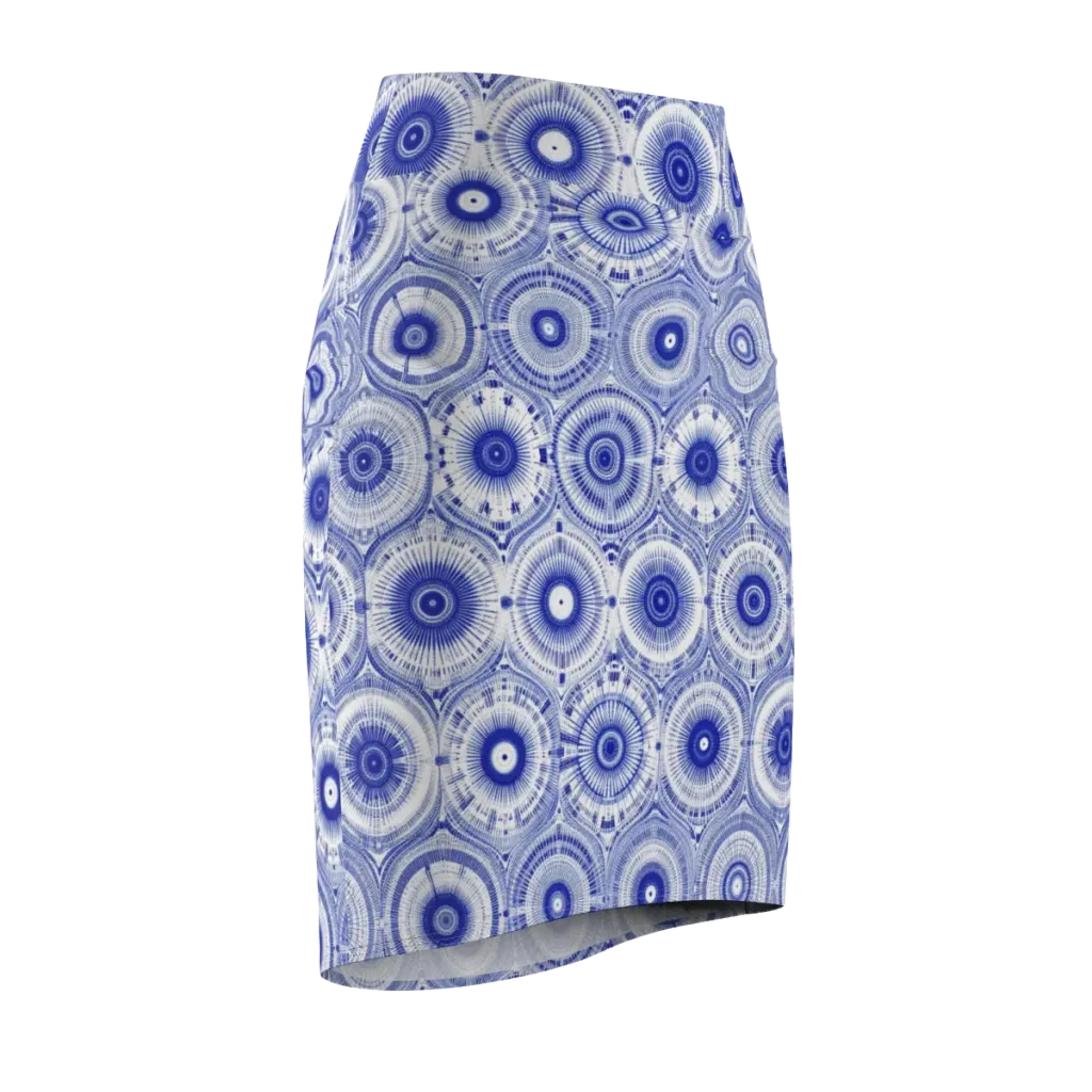 Indigo Circuit on Pencil Skirt — Front Side