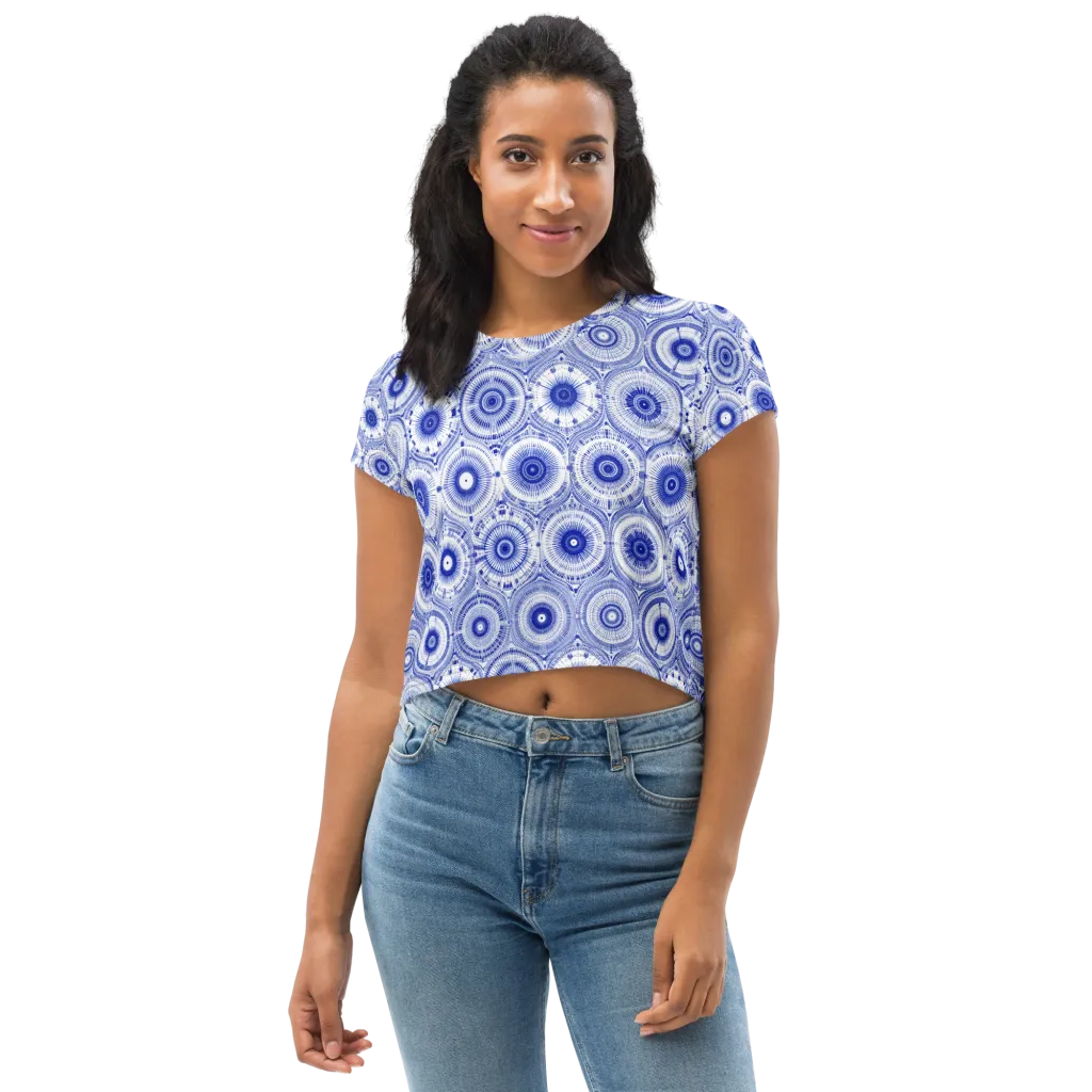 Indigo Circuit on Crop Tee — Front