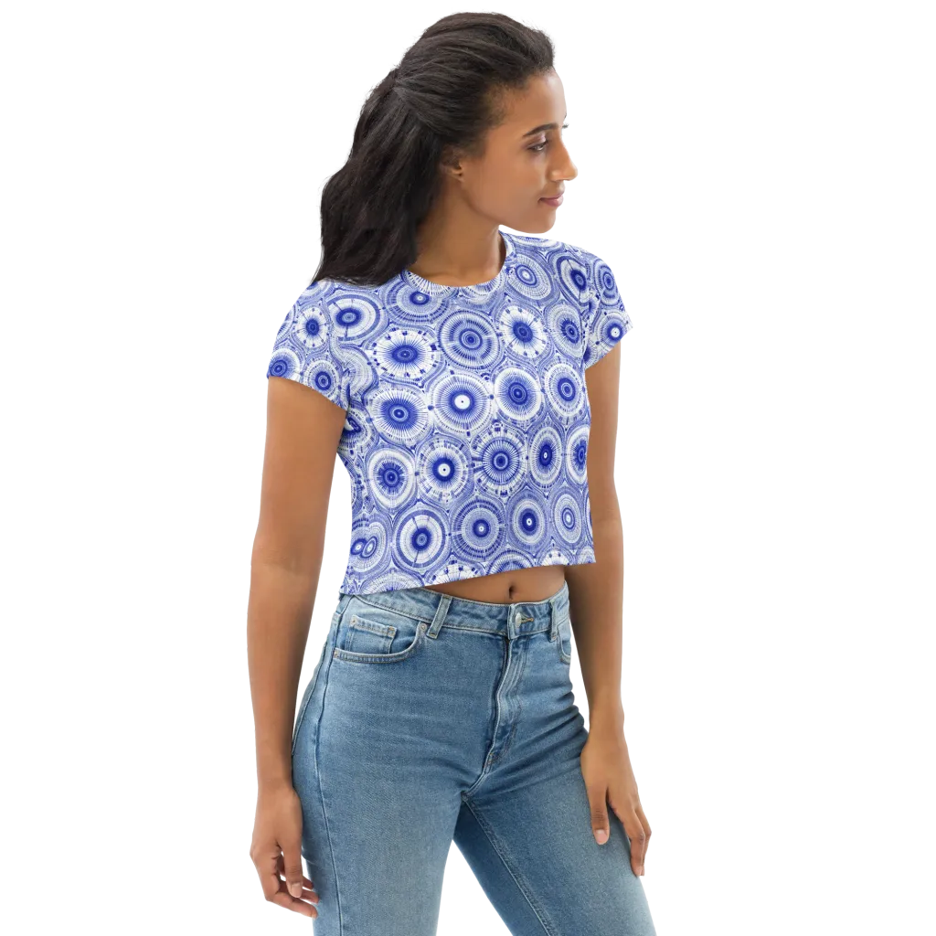 Indigo Circuit on Crop Tee — Right Front