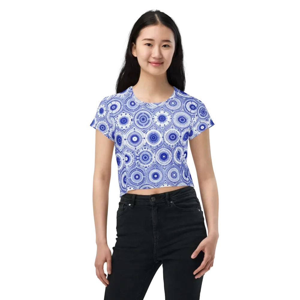 Indigo Circuit on Crop Tee — Front