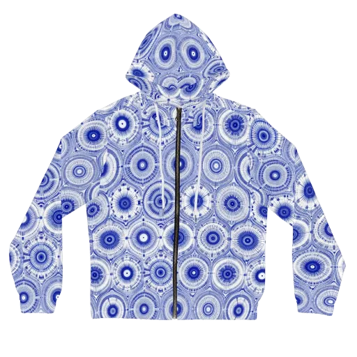 Indigo Circuit on a Women's Full-Zip Hoodie