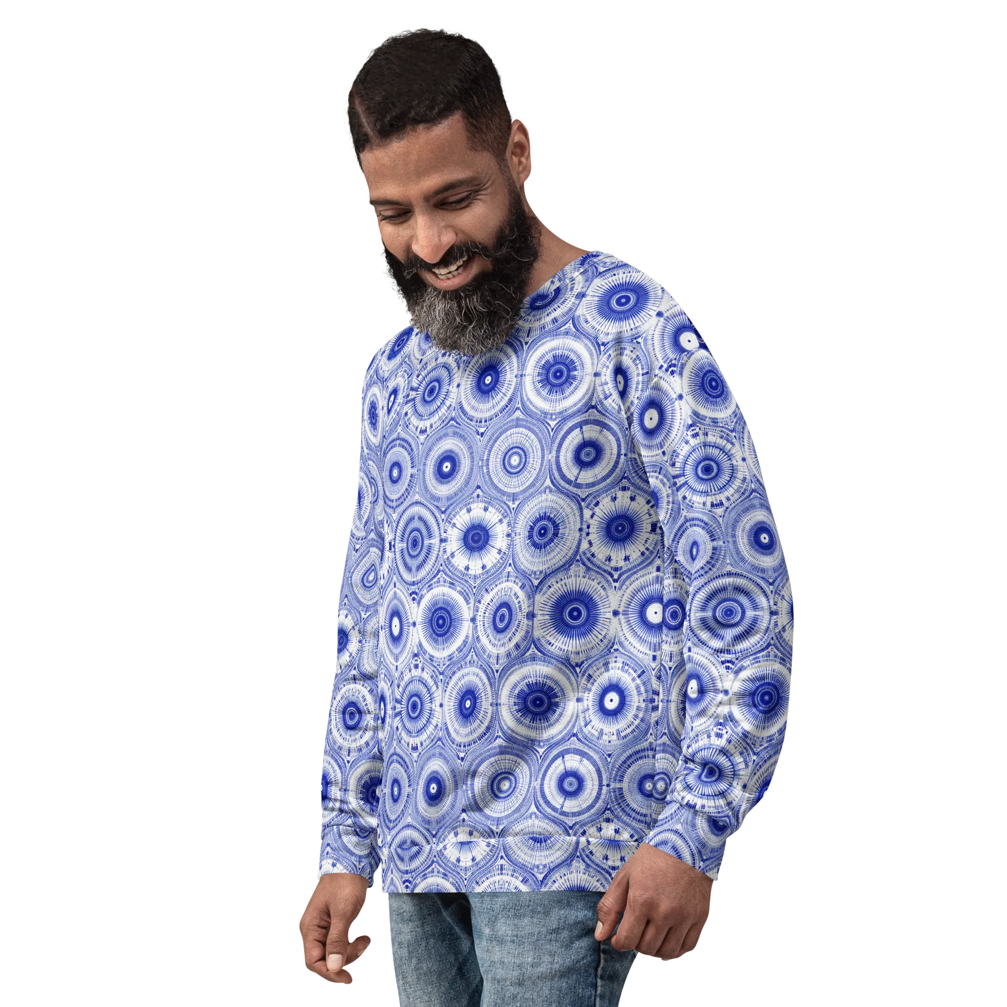 Indigo Circuit on Sweatshirt — Left Front