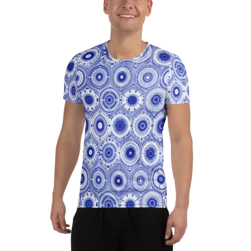 Indigo Circuit on a Men's Athletic T-Shirt