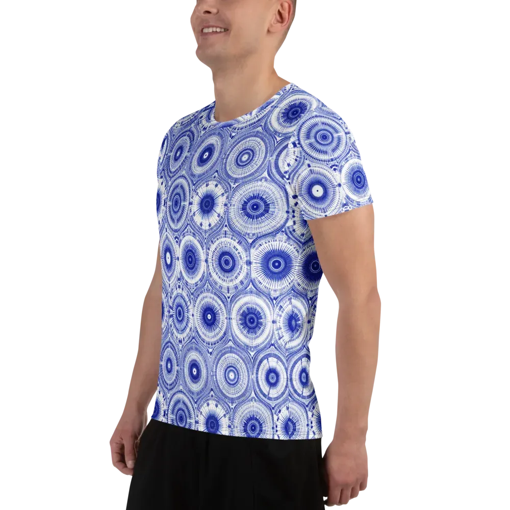 Indigo Circuit on Men's Athletic T-Shirt — Left